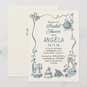 Invitación Impresionante Discoteca Funky Bridal Shower