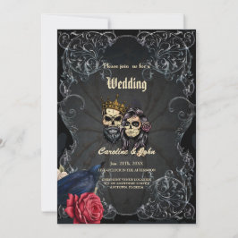 Invitación Impresionante diseño de boda gótico oscuro con crá
