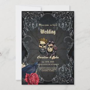Invitación Impresionante diseño de boda gótico oscuro con crá