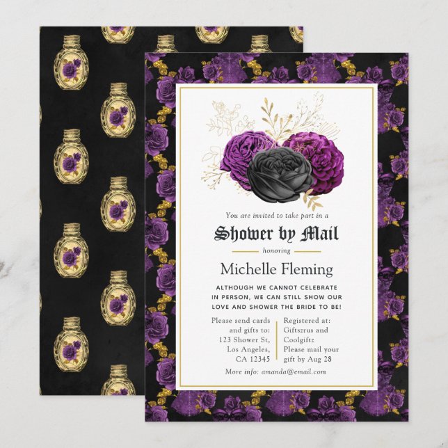 Invitación Impresionante ducha de novias gótica por correo (Anverso / Reverso)