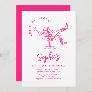 Invitación Impresionante ducha retro de novias con mano desga