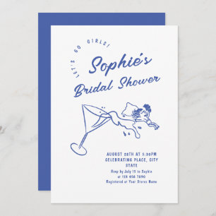 Invitación Impresionante ducha retro de novias con mano desga