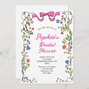 Invitación Impresionante ducha retro de novias con mano desga