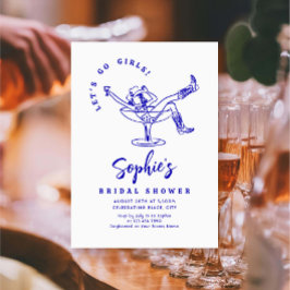 Invitación Impresionante ducha retro de novias con mano desga