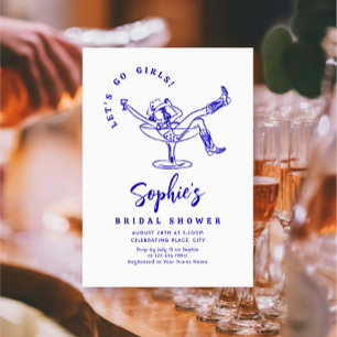 Invitación Impresionante ducha retro de novias con mano desga