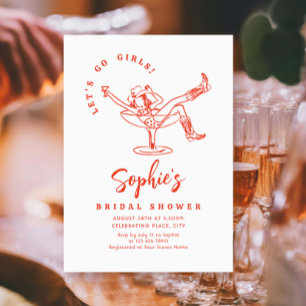 Invitación Impresionante ducha retro de novias con mano desga