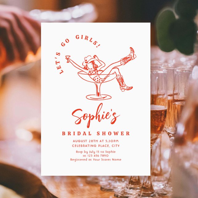 Invitación Impresionante ducha retro de novias con mano desga (Subido por el creador)