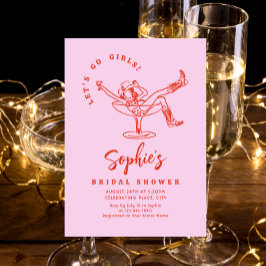 Invitación Impresionante ducha retro de novias con mano desga