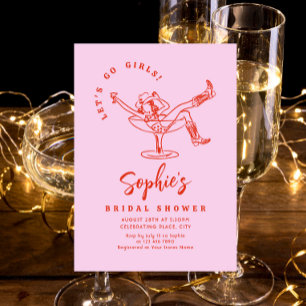 Invitación Impresionante ducha retro de novias con mano desga