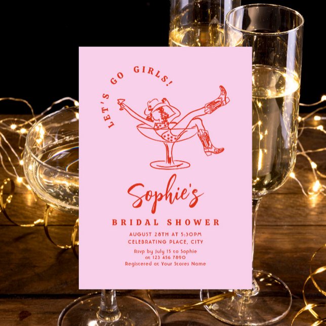 Invitación Impresionante ducha retro de novias con mano desga (Subido por el creador)