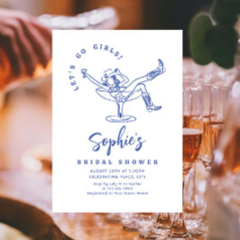 Invitación Impresionante ducha retro de novias con mano desga