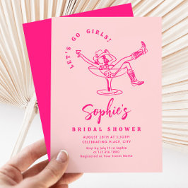 Invitación Impresionante ducha retro de novias con mano desga