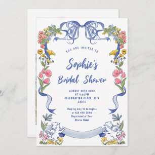 Invitación Impresionante ducha retro de novias con mano desga