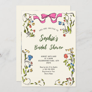 Invitación Impresionante ducha retro de novias con mano desga