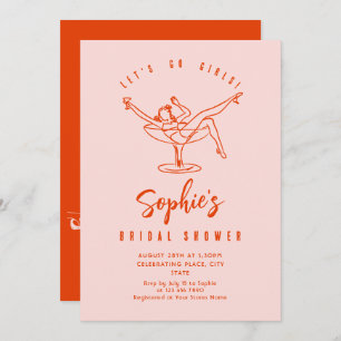 Invitación Impresionante ducha retro de novias con mano desga