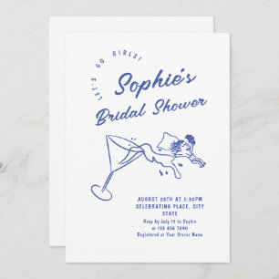 Invitación Impresionante ducha retro de novias con mano desga