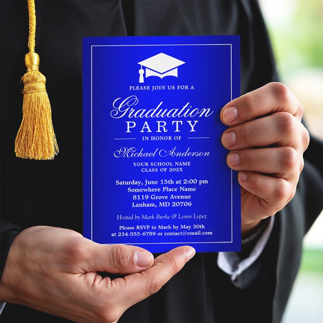 Invitación Impresionante Graduación de Gradiente Real Azul (Subido por el creador)