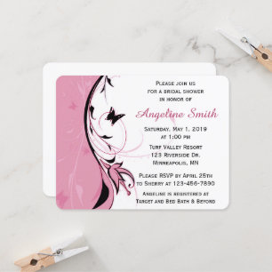 Invitación Impresionante mariposa floral rosa
