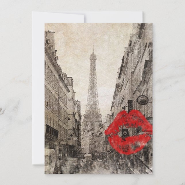 Invitación impresionante paisaje otoñal paris eiffel torre (Anverso)