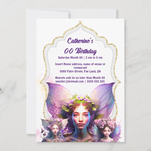 Invitación Impresionante princesa de pixie de hadas encantada (Anverso)