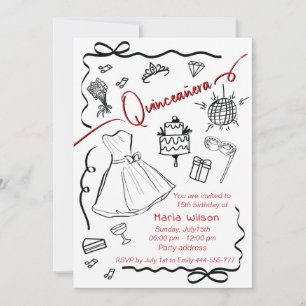 Invitación Impresionante princesa juguetona de mano Quinceañe