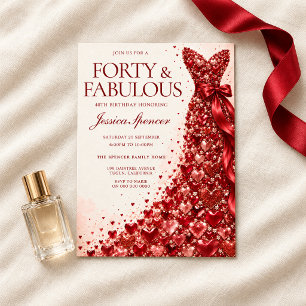Invitación Impresionante vestido rojo cuarenta y fabuloso cum