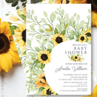 Impresionante Watercolor Sunflowers Baby Shower