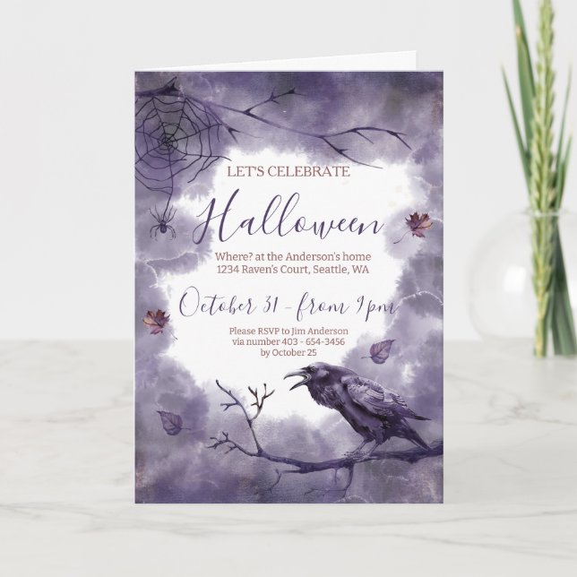 Invitación Impresionantemente bella fiesta de Halloween en Pu (Anverso)