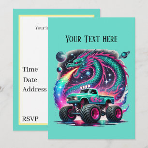 Invitación Impresionantes chicos de camiones monstruo Fiesta