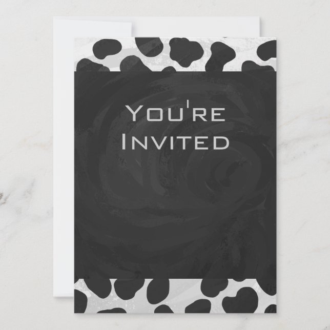 Invitación Impresiones dálmatas en blanco y negro (Anverso)