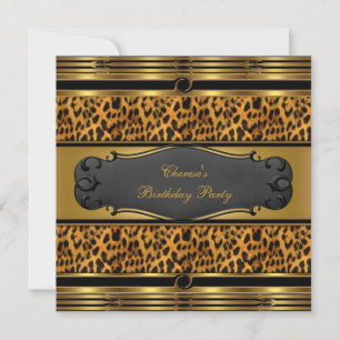 Invitación Impresiones de Animales Leopardo Fiesta de Cumplea