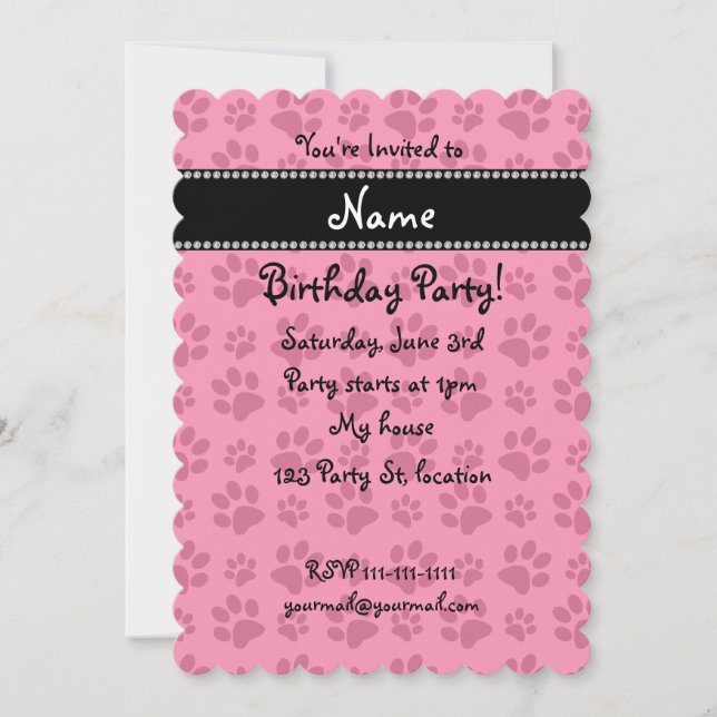 Invitación Impresiones rosadas conocidas personalizadas de la (Anverso)