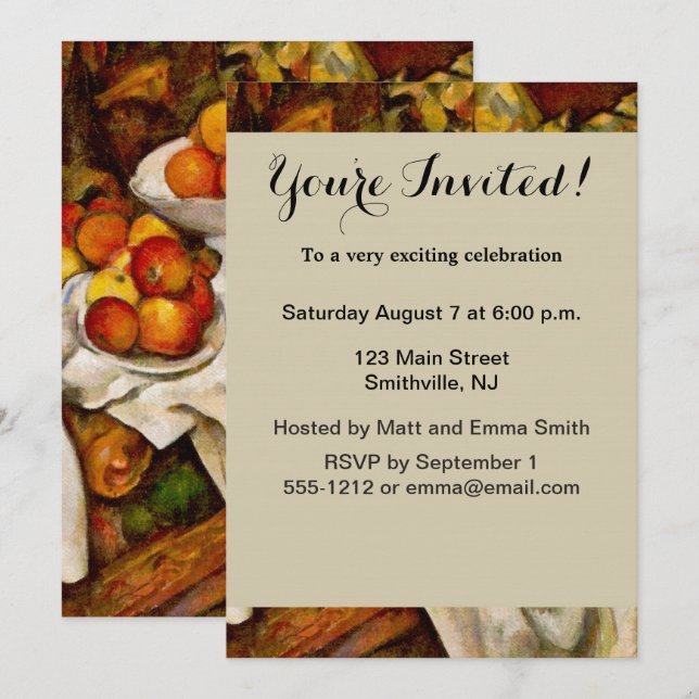 Invitación Impresionismo de la impresión de manzanas y naranj (Anverso / Reverso)