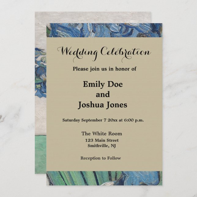 Invitación Impresionismo de la pintura Van Gogh Iris Vase (Anverso / Reverso)