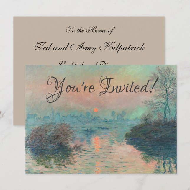 Invitación Impresionismo de Monet Sunset Seine Bella Artes (Anverso / Reverso)
