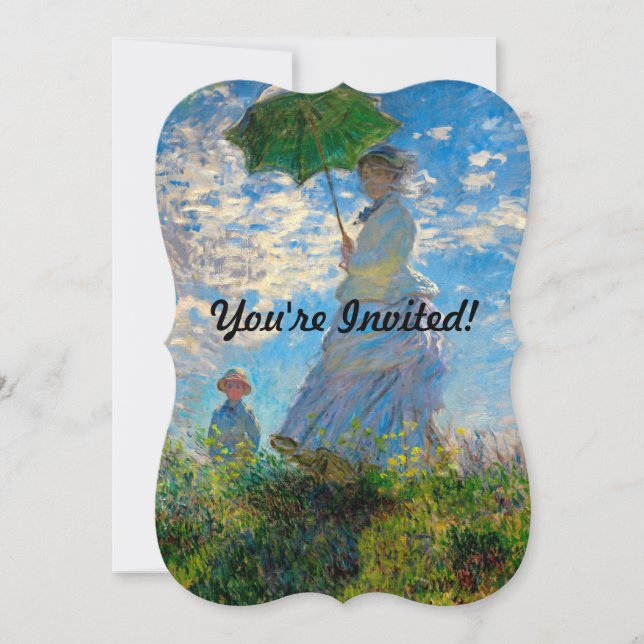 Invitación Impresionismo de Monet Woman Parasol (Anverso)