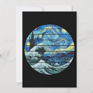 INVITACIÓN IMPRESIONISMO NOCHE ESTRELLADA OLA DE KANAGAWA ART