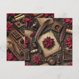 Invitación Impreso Academia Oscura Poinsettia Desk Scrapbook