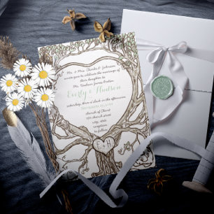 Invitación Impreso en ambos lados con forma de corazón de boh