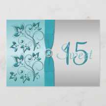 IMPRESO RIBBON Aqua, invitada de quinceañera plate
