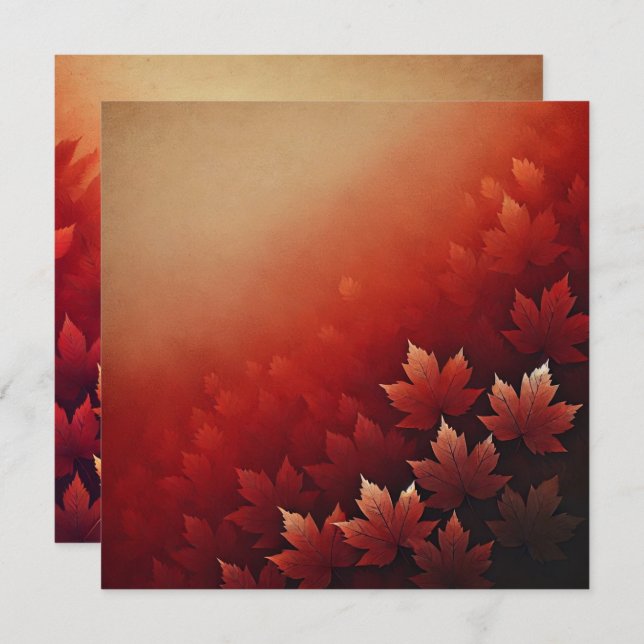 Invitación Impresora Rusty Red Maple Autumnal Ombre Scrapbook (Anverso / Reverso)