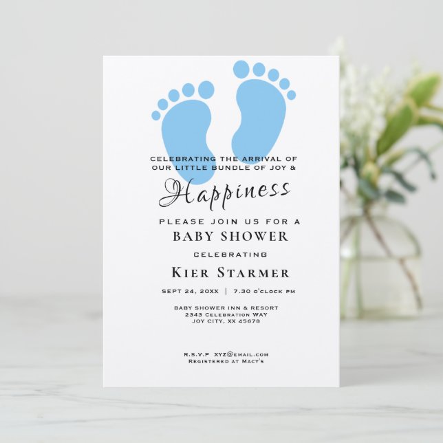 Invitación Impresoras de ducha para bebés, ducha Personalizad (Anverso de pie)