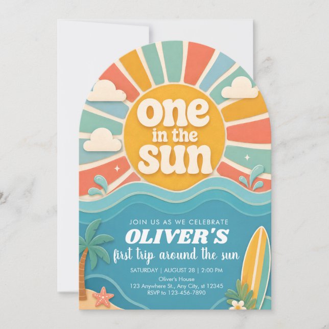 Invitación Imprimible de Cumpleaños de Bebé Tropic (Anverso)
