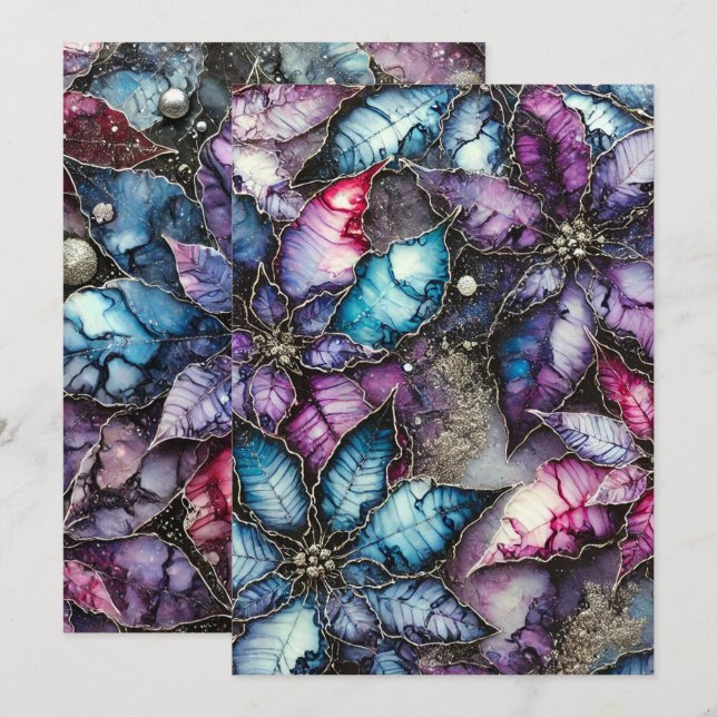 Invitación Imprimible Galaxia coloreada con tinta de alcohol  (Anverso / Reverso)