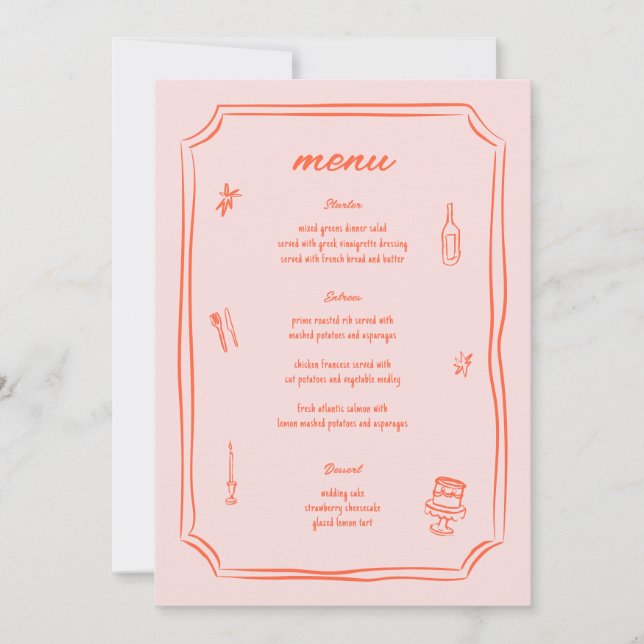 Invitación Imprimible mano caprichosa Boda retro divertido (Anverso)
