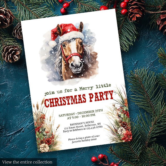 Invitación imprimible para fiesta de Navidad con c (Horses and lassos Christmas party printable invite)