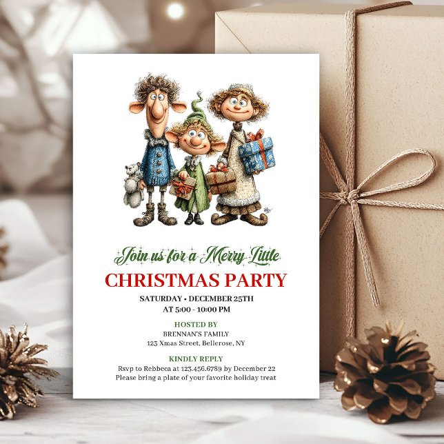 Invitación Imprimible para Fiesta Familiar Navideñ (Quirky Family Holiday Party Printable Invitation)