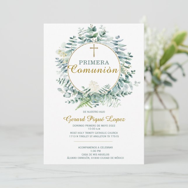 invitación imprimible para primera comunión (Anverso de pie)