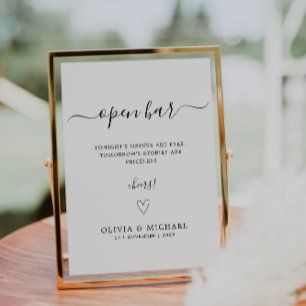 Invitación Imprimible Rótulo de barra abierta, Boda Minimalis