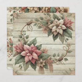 Invitación Imprimible Shabby Chic Poinsettia Garland Scrapboo